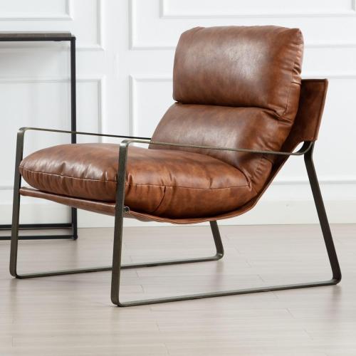 Leather Accent Armchair, Brown