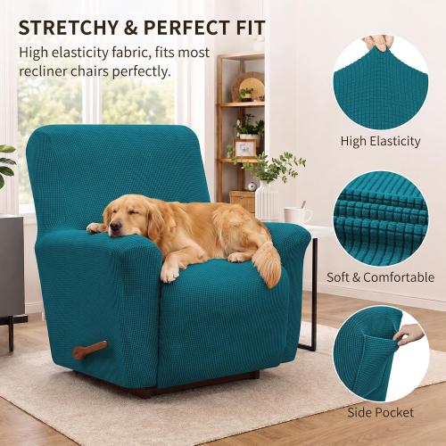Recliner Chair Covers, 1-Piece Lazy Boy Recliner Covers,Peacock Blue