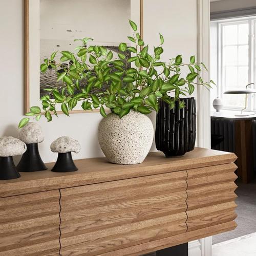Waipfaru 5PCS Greenery Stems for Vases, 32.7 inch Artificial Eucalyptus Green Fake Leaves Branches, Faux Olive Silk Plants for Centerpieces Vase Filler Home Kitchen Decor
