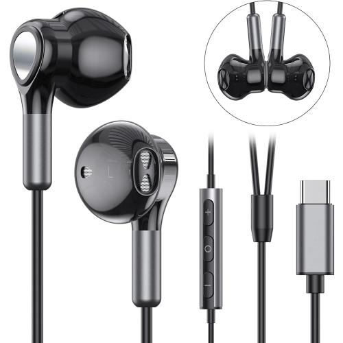 USB C Headphones for Samsung Galaxy S26 S25 S24 S23 S22 S21 S20 A56 A17 A16 Wired USB C Earbuds with Mic Volume Control Earphones USB Type C Headphones for iPhone 17 16 15 Pro Max Plus iPad 10 Pixel