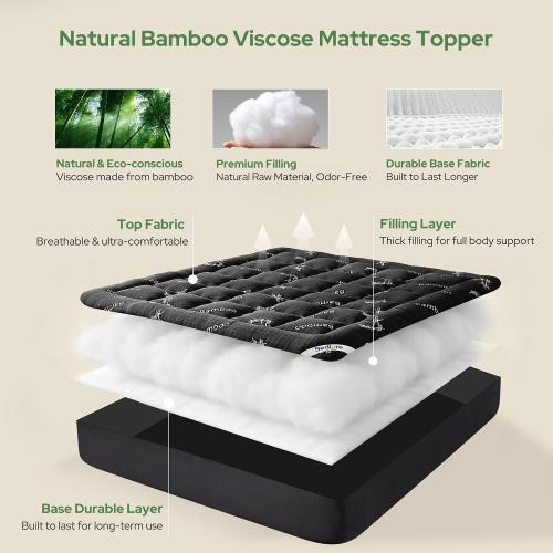 BEDLORE King Mattress Topper, Thick Soft Pillow Top Bed Topper