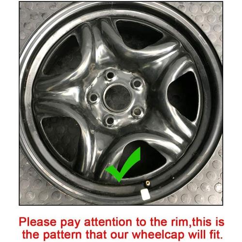 ECOTRIC 17 Hubcaps Wheel Covers Wheel Skins Compatible with 2013-2018 Toyota RAV4 LE, R17 Wheel Rim Cover, 5 Spoke, Silver/Black Plastic - Set of 4