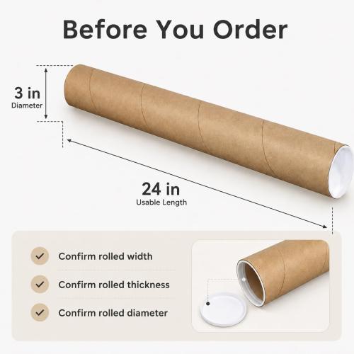 Kraft Mailing Tubes with End Caps for Posters & Documents
