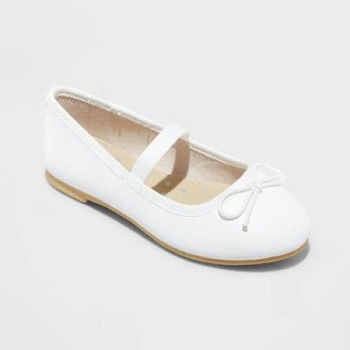 Toddler Girls' Nora Slip-on Ballet Flats -  White 12T