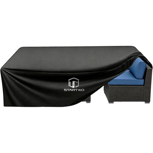 STARTWO Patio Furniture Covers Waterproof, Heavy Duty 7-12 Seats Large Outdoor Furniture Cover for Sectional Sofa,Table Chairs, 126x126x28, Black