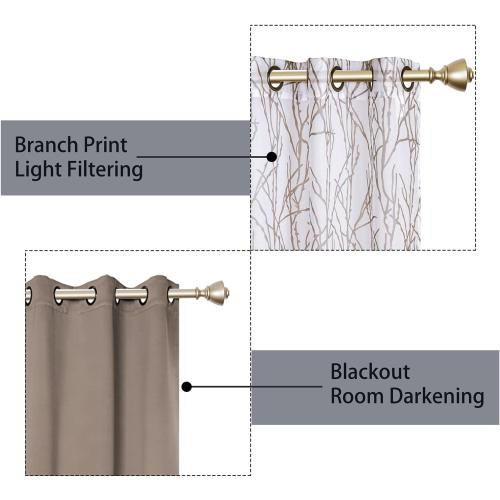 BONZER 4 Panels Set Mix and Match Curtains for Bedroom Living Room