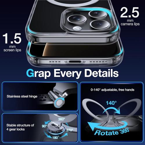 360° Rotatable Magnetic Ring for iPhone 16 Pro Case with MagSafe