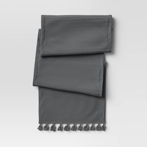 72 X 14 Cotton Textured Runner Gray - Threshold™: Traditional Solid Tablecloth, Machine Washable