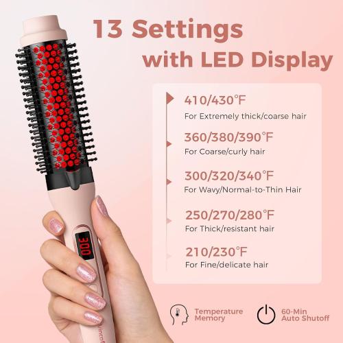 Infrared Thermal Brush, Dual Voltage Heated Round Brush, Shell Pink