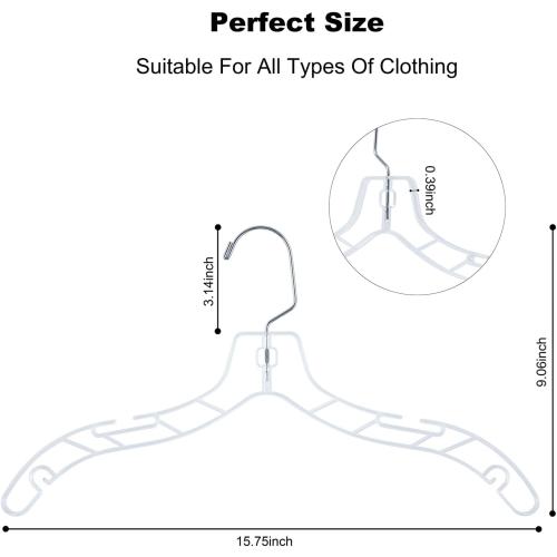 VWV 24 Pack Clear Plastic Hangers, 15.75 Inch Non-Slip Clothes Hangers