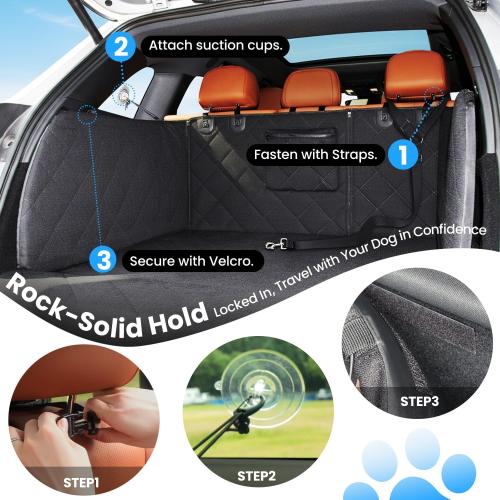REEVAA SUV Cargo Liner for Dogs, Trunk Cover with Foam Side Walls, XL