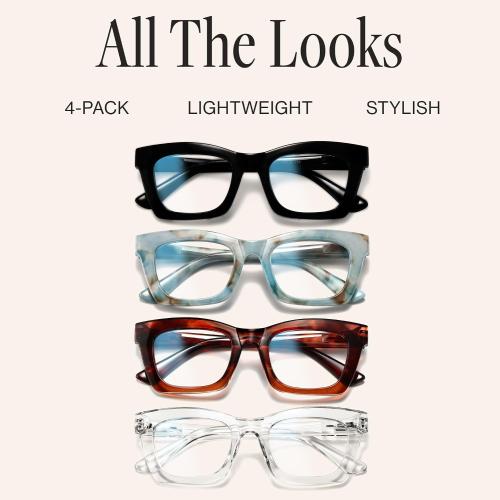 CCVOO Stylish Reading Glasses for Women, Stylish Eyeglasses, Blue Light Readers, Cheaters
