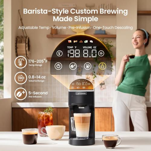 Magician2 Mini 5-in-1 Coffee Maker & Machine for Pods & Grounds, LED Touch
