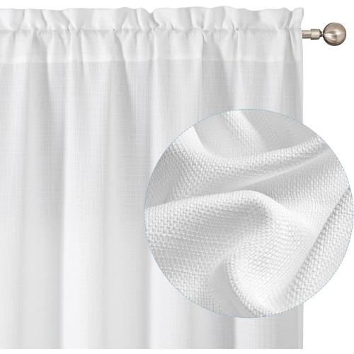 Chyhomenyc White Curtains 63 Inch Length 2 Panels