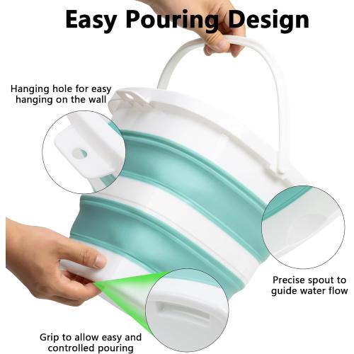 Collapsible Bucket, 2.6 Gallon 10L Mop Bucket for Cleaning, Car Washing, Portable Plastic Tub for Camping, RV, Beach, Fishing, Garden, Indoor and Outdoor Space Saving Wash Basin Ice Buckets