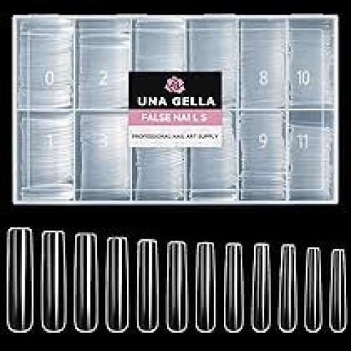 UNA GELLA XXL Extra Long Square Nail Tips 504PCS Full ...
