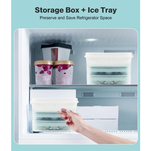Ice Cube Tray with Lid and Bin – Round Ice Cube Trays for Freezer, BPA-Free Food-Grade Ice Mold, Stackable Ice Ball Maker, Iced Bucket Kits, Circle Ice Tray for Cocktails, Whiskey, Coffee, and Drinks