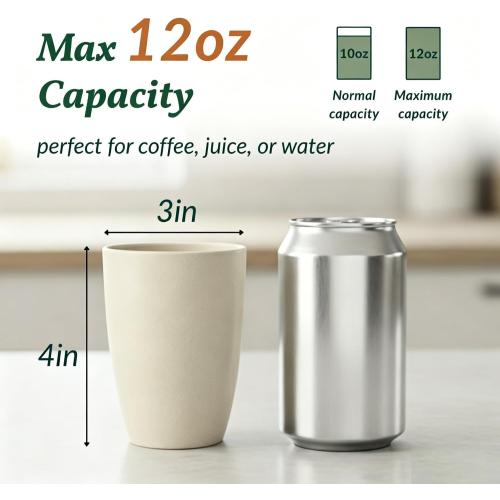 Homienly Water Cups Wheat Straw Drinking Glasses Cups 12oz Unbreakable Cups,Microwave and Dishwasher Safe Cup Set,6 PCS Stackable Cups for Kitchen,Camping-Colorful