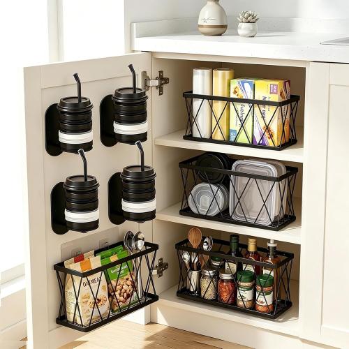 8 Pack Adhesive Cabinet Door Organizer