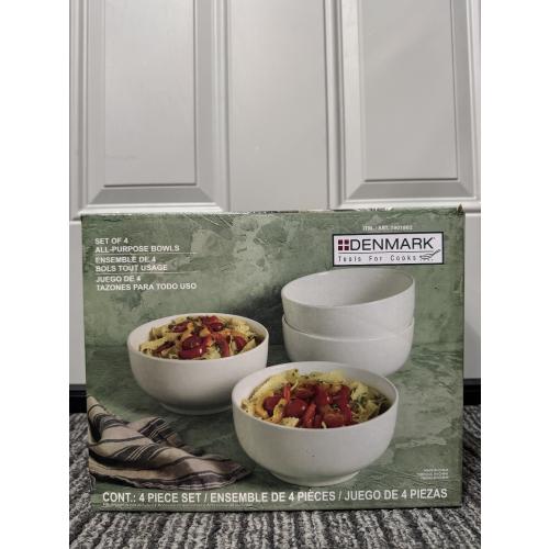 Denmark 4-piece White All Purpose Durable Vitrified Porcelain Bowls Ramen, Salad