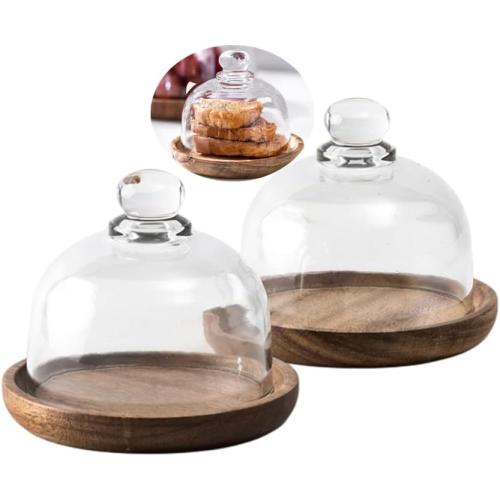 Rikyo 2 Sets Mini Cake Stand,Cake Plate Server Platter with Dome