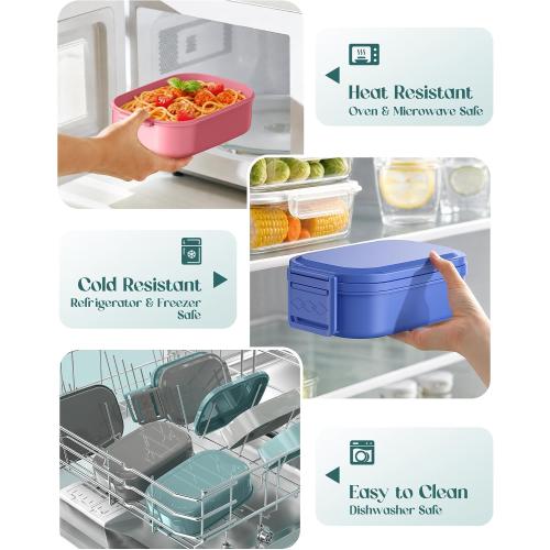 Bento Lunch Box, 65 oz 3-Tier Stackable Lunch Container, Adjustable 2/3 Tier Design, BPA-Free Food-Grade Plastic, Leakproof, Microwave & Dishwasher Safe, Green