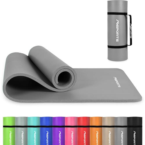 Yoga Mat Premium Non Slip Thick – Extra Comfortable Exercise Mat for Home Workouts, Pilates, Stretching & Gym – Cushioned NBR Foam, Gym Mat with Strap, for Women & Men
