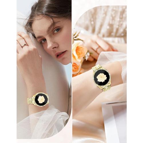 JR.DM Diamond Bands with Bling Case Women ONLY Compatible with Samsung Galaxy Watch 7/6 40mm 44mm, 20mm watch band with Protective Cover Bumper Silver Gold Luxury Metal Bracelet Replacement Strap