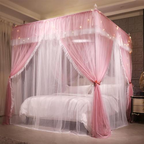 4 Corners Post Ruffle Princess Bed Canopy