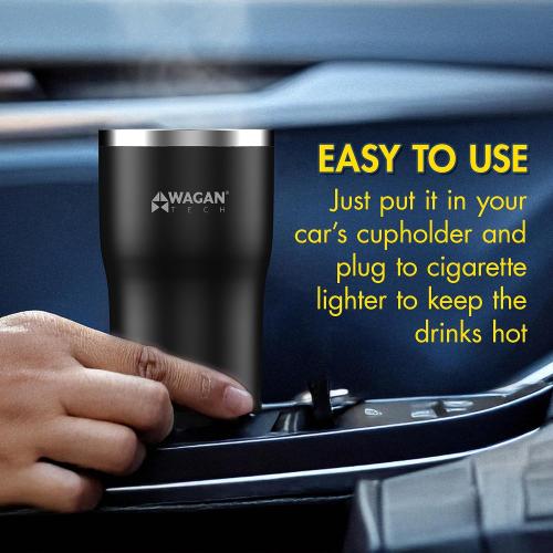 Wagan EL6101 12V Travel Car Heated Mug Portable 16oz Coffee Cup Tumbler