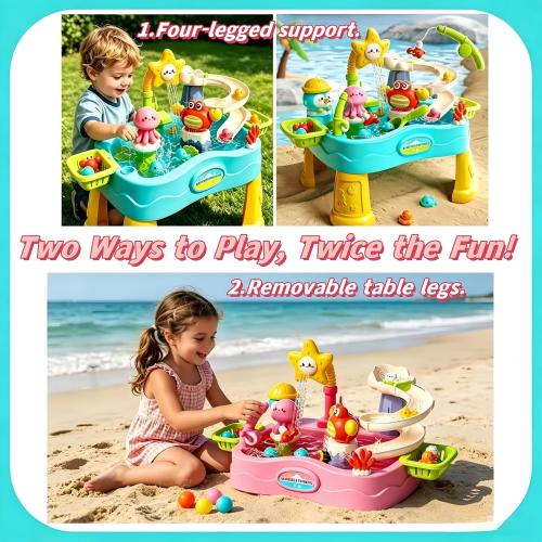 Ocean-Themed Water Table for Toddlers & Kids 3 , Outdoor Water Play Table COLOR PINK