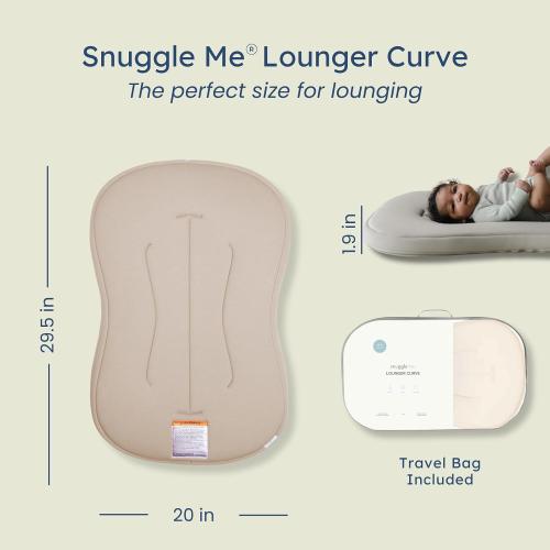 snuggle me Organic Newborn Baby Infant Lounger Pillow & Tote Bag - Birch | CSPC Compliant, Premium Organic Cotton With Snugglecore, Machine Washable Cover, Baby Nest, Baby Registry Essential