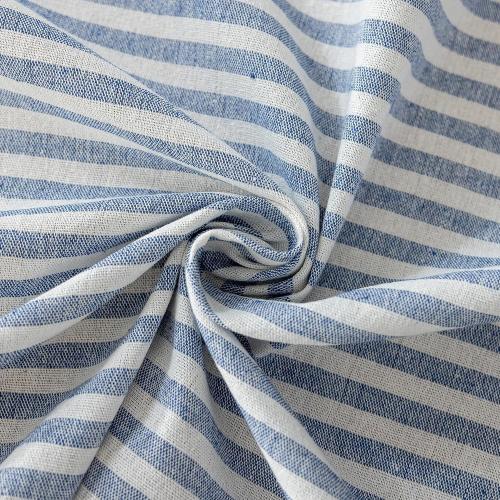 Striped Cotton Blend Tablecloth Ruffled Table Cloth Blue, 52×70