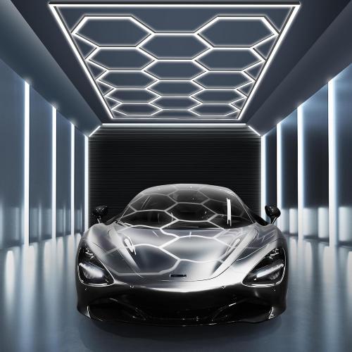 MODERN Hexagon Garage Light: Higher Brightness 720W 86400 Lumens Hexagon Led Garage Light with Rectangle Frame 6500K for Garage, Basement, Warehouse, Auto Beauty Shop, Car Detailing Shop etc. …