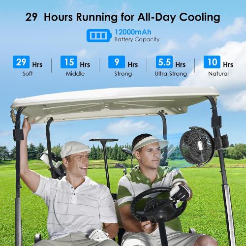 Minthouz 8'' portable Clip on Fan Rechargeable, 12000mAh USB Desk Fan,Black