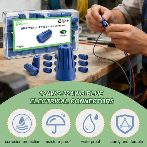30PCS Waterproof Wire Nuts 12AWG-22AWG Blue Electrical Connectors,Outdoor Wire Connectors,Silicone Wire Nuts,Installation in Wet Places‼️5 missing pieces‼️