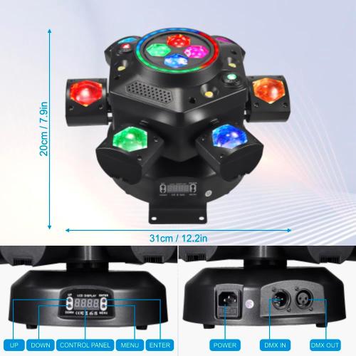 Moving Head DJ Lights, 150W LED Stage Lights 5-in-1 with Remote