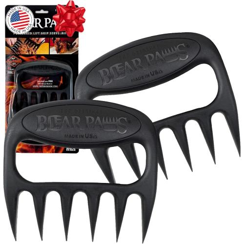 Bear Paws Meat Claws - The Original Meat Shredder Claws for Pulled Pork, USA Made - Easily Lift, Shred, Pull and Serve Pork, Chicken, Brisket and Turkey - Gift for Dad on Christmas! (Black)