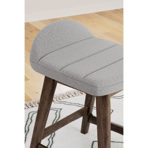 Set of 2 Color Grey Signature Design by Ashley Lyncott Counter Height Upholstered Barstool with Foam Cushion, Set of 2, Light Gray