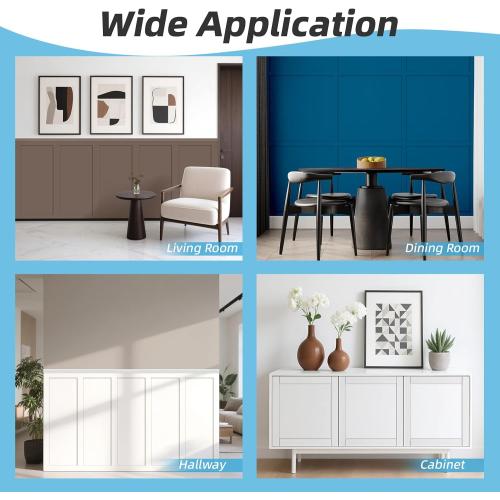 Art3d Premade Board and Batten Paintable Wainscoting Kit, MDF Accent Wall Panel for Kitchen Bedroom Living Room Home Decor Covers 189 x 54 in. Molding Trim Slat with Edge Strip