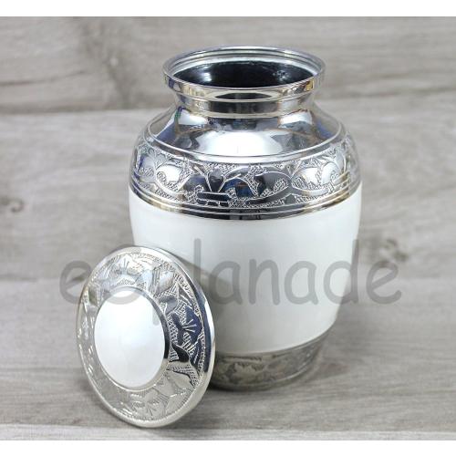 Size 6 Color White eSplanade Cremation Urn Memorial Container Jar Pot | Metal Burial Urns | Keepsake for Ashes | Brass - White - 6 Inches (Medium)