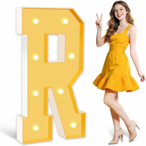 ZEELY 3FT Marquee Light Up Letters R, Big Marquee Letters for Wedding, Engagement, Graduation, Birthday Party Decorations, Marry Me Pre-Cut Foam Board Balloon Arch Kit