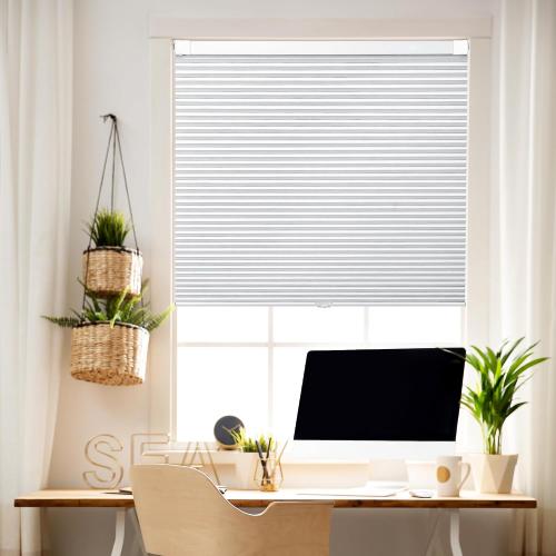 Cordless Cellular Shades, No Drill No Tools Honeycomb Window Blinds, Blackout Light Blocking Cellular Shades for Window, Thermal Insulation Blinds, Easy to Install, White 23 W x 48 H