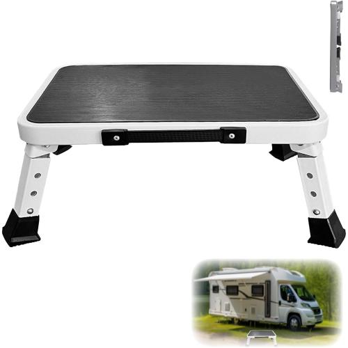 RV Step Stool Foldable Adjustable Step Ladder Sturdy Metal Stable Step Stool with a Non-Slip Platform Supports up to 500 lb with Non-Slip Rubber Feet