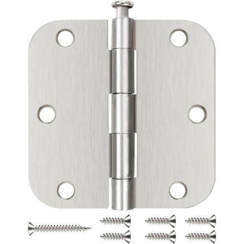 Interior Door Hinges Brushed Nickel 3 Pack Rounded Bedroom Door Hinge Satin Nickel 3.5 x 3.5 inch,5/8 Radius 3 ½x 3 ½ Silver 3 1/2 Inch Door Hinges for RV Trailer Residential Hinges for Wood,Doors