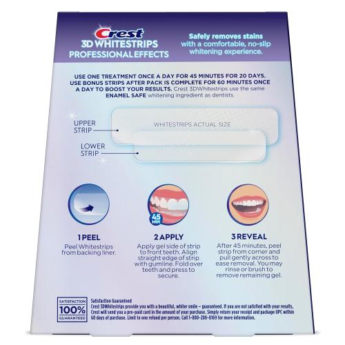 Crest Teeth Whitening Strips, Crest 3D Whitestrips Professional Effects, Enamel Safe Teeth Whitening Kit, 22 Treatments (44 Strips), Professional-Level Whitening, 19 Levels Whiter