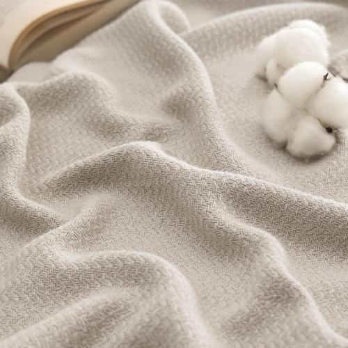Bedsure 100% Cotton Blanket, Herringbone Weave, King, Linen Beige