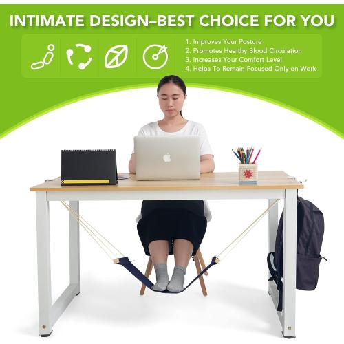 iMissiu Foot Hammock Under Desk Footrest, Adjustable Office Foot Rest Under Desk Hammock, Portable Desk Feet Hammock with Headphones Holder (Black)