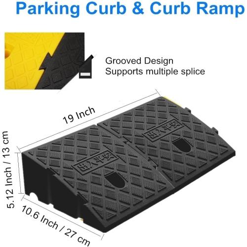 2Pack Curb Ramp Black Color, Portable Lightweight Heavy Duty Plastic Driveway Curb Ramps for Low Cars, Motorcycle Ramp,Curb Ramps (5.12 H 19 L Two Curb ramps Connected)