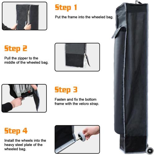 Eurmax USA Heavy Duty Wheeled Roller Bag Pop up Canopy Tent Universal Rolling Storage Bag for 10x10 Canopy Instant Tent (Dark Grey)